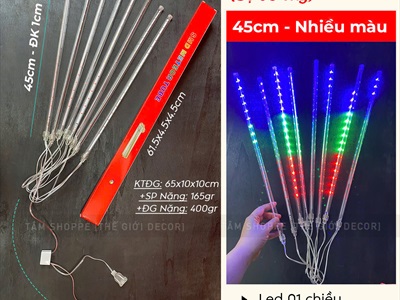 Bộ 08 ống đèn Led sao băng nhiều màu (Led 1 chiều - Cắm điện) D45cm LED-KHAC-02